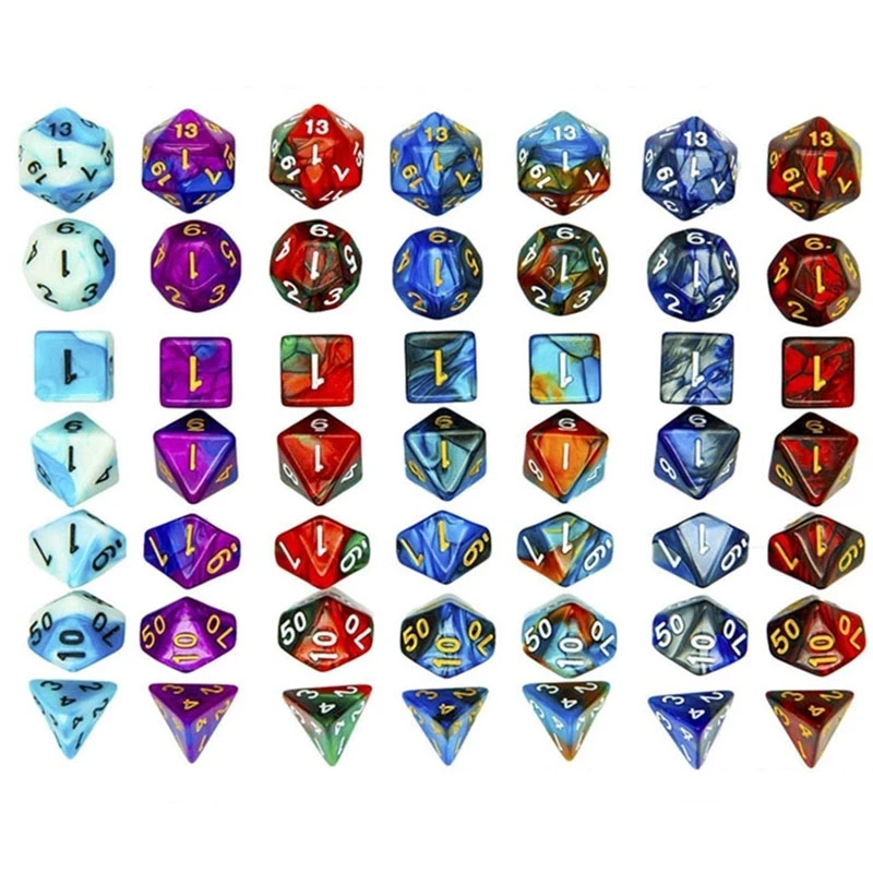 

Double-Colored Polyhedral Dice Set of D4 D6 D8 D10 D% D12 D20 for DND RPG Table Games