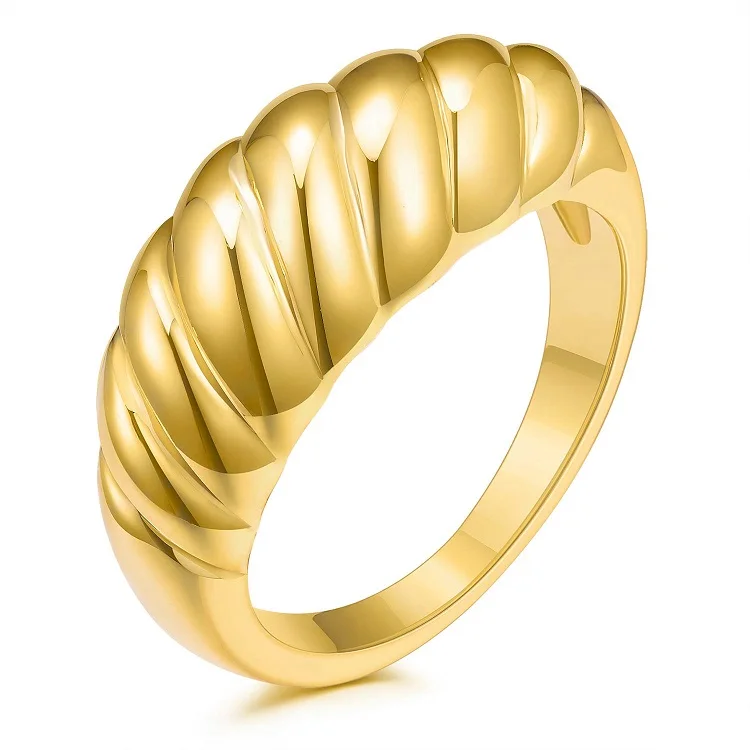 

Mens cuban gold twist ring minimalist personalised golden plated friendship ring