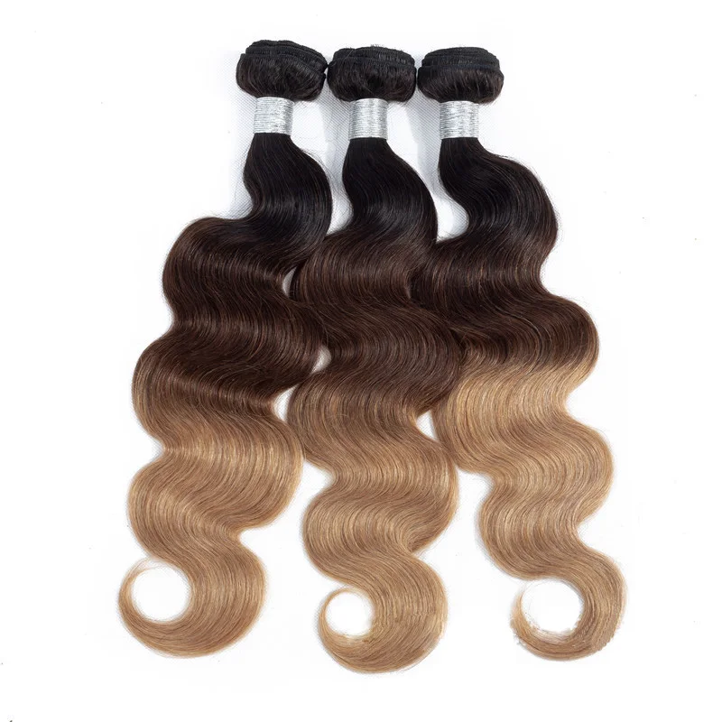 

HW03-42 Wholesale Cuticle Aligned Hair Extension Gradient tricolor 10A Grade Body Wave Virgin Human Hair Weave