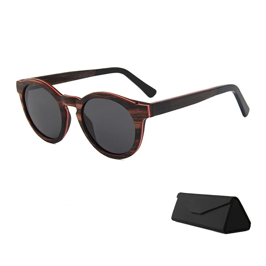 

2021 Custom LOGO Luxury Ebony Wood Shades Black Wooden Round Frame Sunglasses Polarized, Any colors