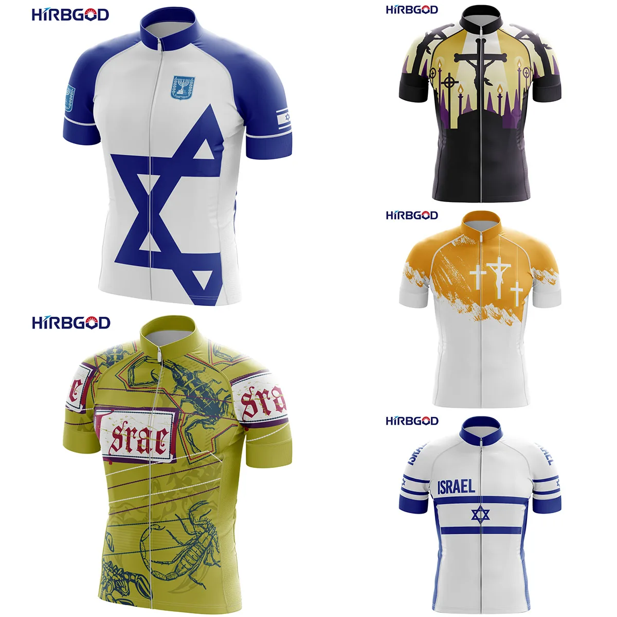 

HIRBGOD for Israel National Emblem Pattern Cross Polyester Variety of Men's Summer Outdoor Biking Shirt Cycling Clothes