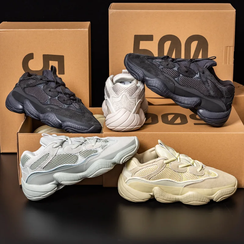 

Original High Quality Genuine Leather Men Yeezy 500 Style Women Fashion Sneakers Kids Yeezy Shoes, Grey,black,beige,dark grey