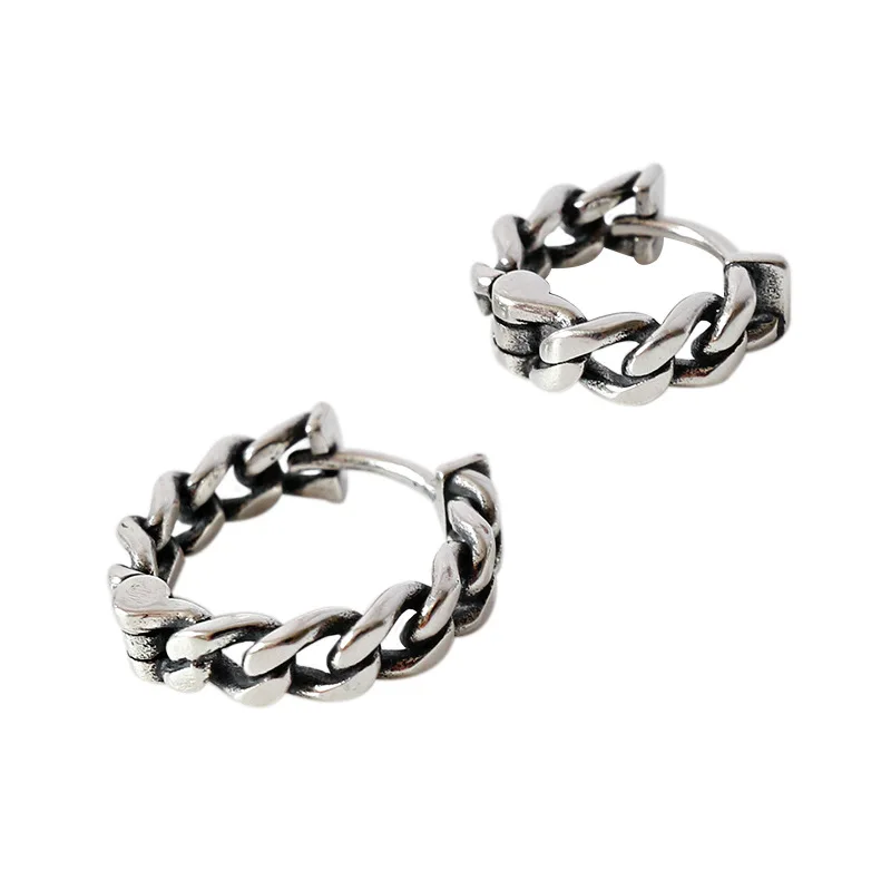 

S925 Sterling Silver For Women Personalized Old 925 Vintage Chain Earrings Female Silver Earrings