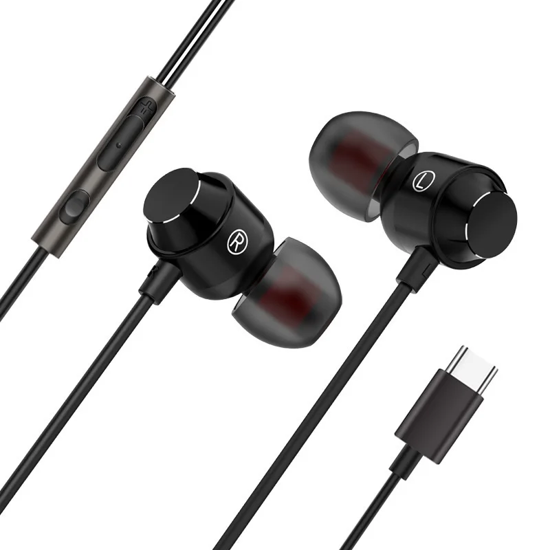 

USB C Metal Heavy Bass Earphone with Mic Headphones Earphone Type C Earbuds