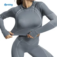 

2019 new design seamless sports running yoga fitness top shirt leggings set