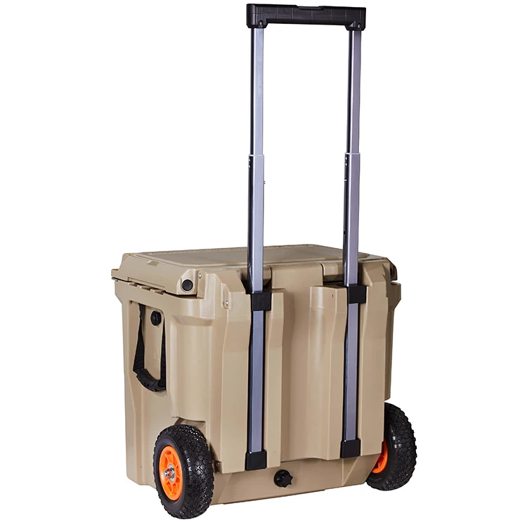 

45L high quality custom outdoor plastic wheeled cooler box with wheels, Customized colors