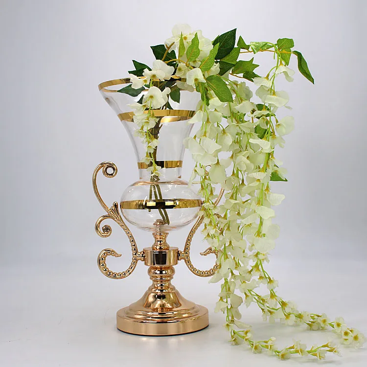 Factory Wholesale Clear Gold Glass Flower Vase For Vases For Home Decor