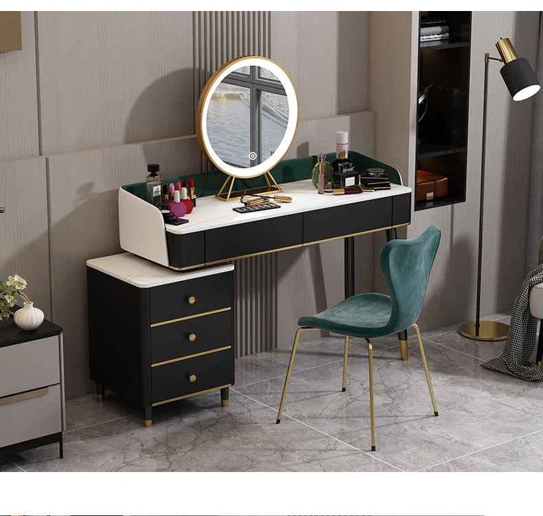 Light luxury bedroom modern simple storage cabinet integrated dresser dressing table storage dresser makeup with light