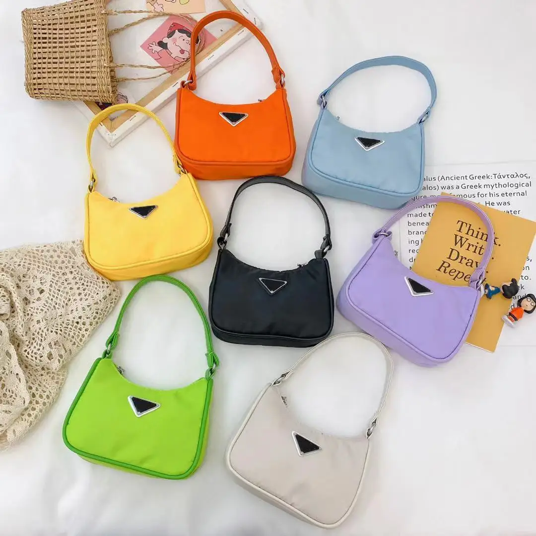 

2021 Newest Luxury Handbags Colorful Mini Designer Pra Da Nylon Kids Shoulder Bag