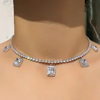 

Wuzhou foxi jewelry blingbling diamond necklace with pendant tennis necklace silver jewelry