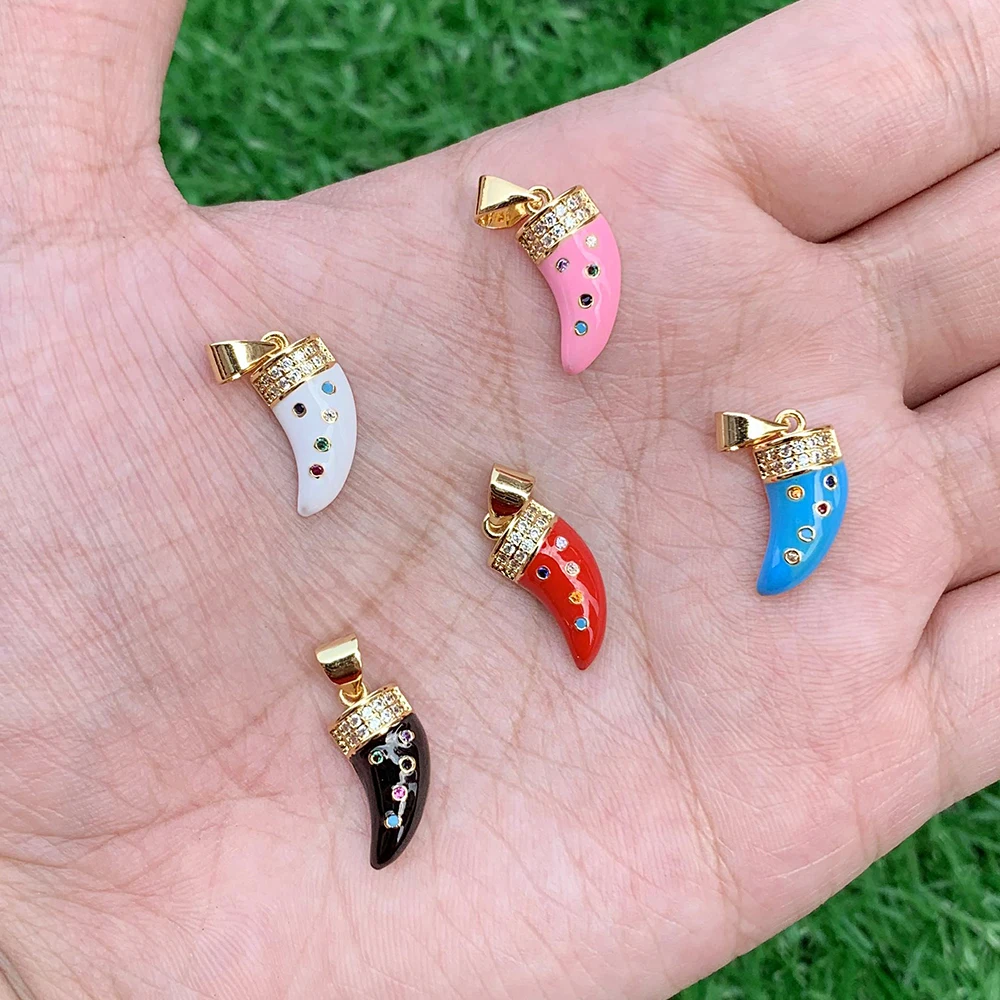 

Mini Hot pepper Cubic zirconia Micro pave Enamel pendant Nickel Free Brass accessories DIY jewelry gift accessories wholesale