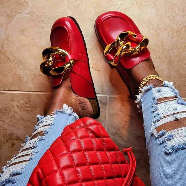 

2021 Autumn Hot Same Style New Slides Women's Wrap Toe Big Double Metal Buckle Ring Sandal Women, Colors