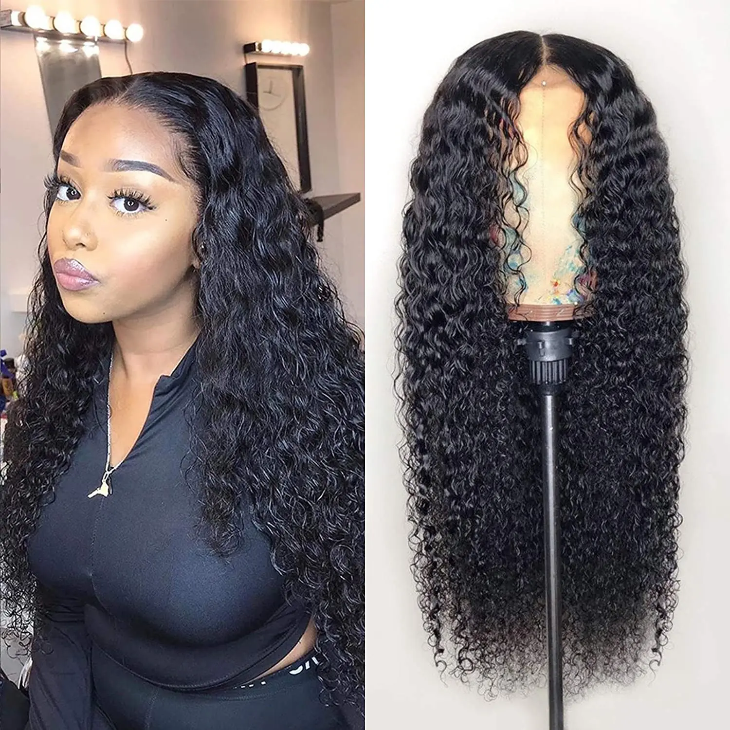 

Factory Supplier Wholesale Raw Indian Virgin Cuticle Aligned 100% Human Hair 5x5 Lace Closure Water Wave Wigs For Black Women