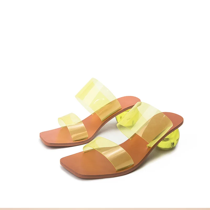 

2021 New Arrival Sexy Ladies Slippers Leopard Print Square Toe Open Toe Shaped Heel Strap Women Summer Slippers