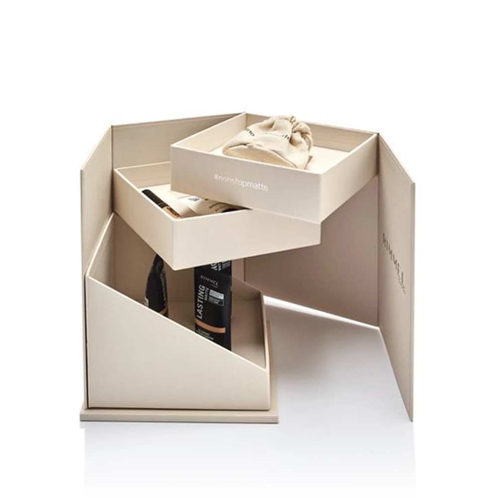 创意折叠设计定制化妆盒套装唇光纸包装盒插入抽屉包装盒化妆品