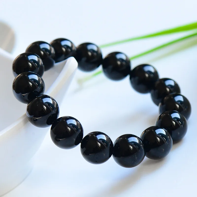 

Wholesale Fashion Mens Jewelry Natural Black Tourmaline Beaded Elastic Bracelet, Picture