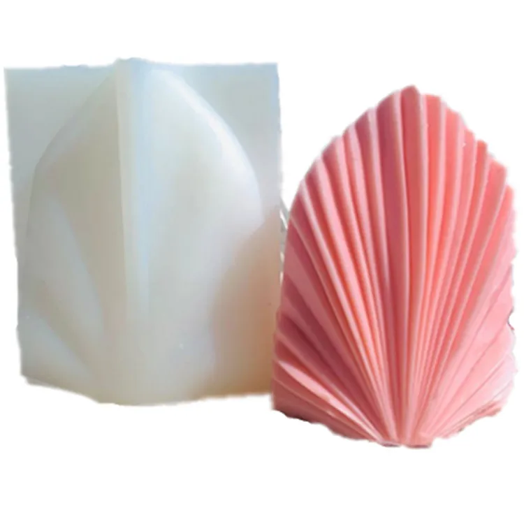 

008 New DIY creative big shell palm leaf scented candle Epoxy set decoration silicone mold big scallop cake decoration mold, Transparent