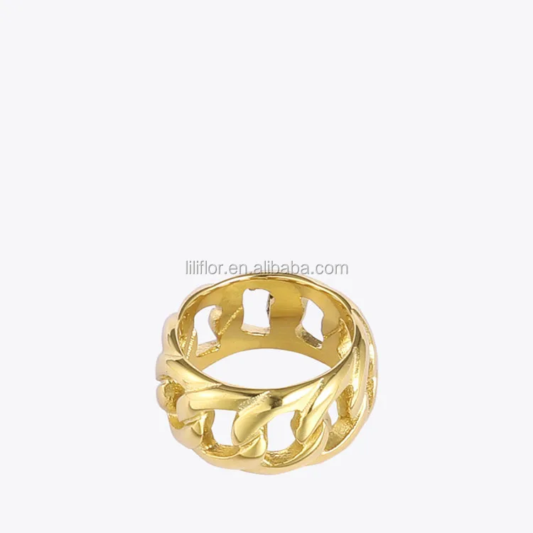 

Gold Color High-Quality Stainless Steel Base Chain Shape Cast Rings R204037