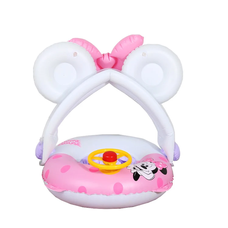 

Cute Kids Float Toys Mickey Steering Wheel Inflatable Baby Swim Seat Float Ring With Sunshade Canopy, Picture