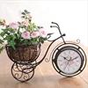 Creative Metal Clock Bicycle Flower Pot for Home Desktop Decoration