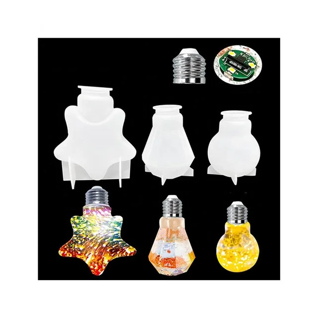 

Diy Crystal Epoxy Resin 8 Designs Light Bulb Resin Molds Silicone Mold Handmade Resin Crafts Home Decoration Casting Moulds