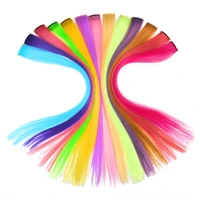 

Free Shipping Hair Extensions Clip Long Straight Color Hairpiece Highlight Synthetic Strands on Clips Rainbow Hair