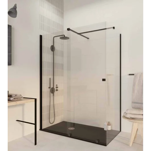 High Quality walk in shower enclosure black profile shower door