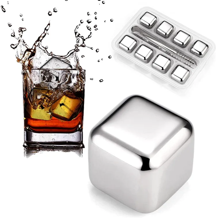 

Lowball Factory Price Wholesale Customized Stainless Steel Whiskey Chilling Stones Reusable Ice Cubes