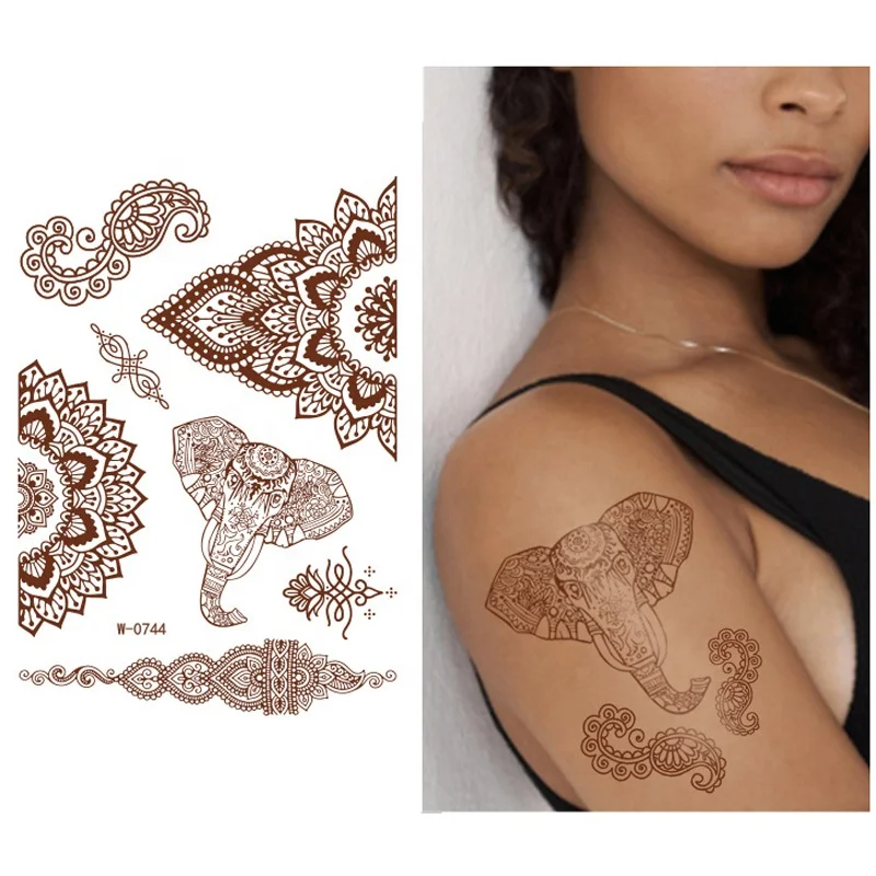 

Beauty Stickers Vermilion Lace Tattoo Stickers Water Transfer Henna Semi-permanent Tattoo Flower Arm Tattoo Stickers, Colorful