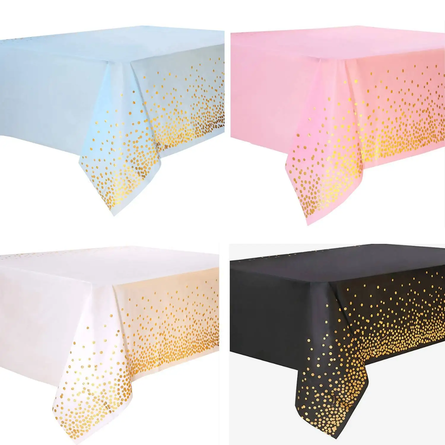 

Wholesale 137*274cm disposable tablecloth Waterproof tablecloth for birthday party disposable gold dot party tablecloth