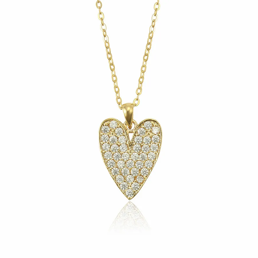 

necklace-01042 xuping jewelry customized luxury simple romantic heart-shaped full diamond 14K gold-plated necklace