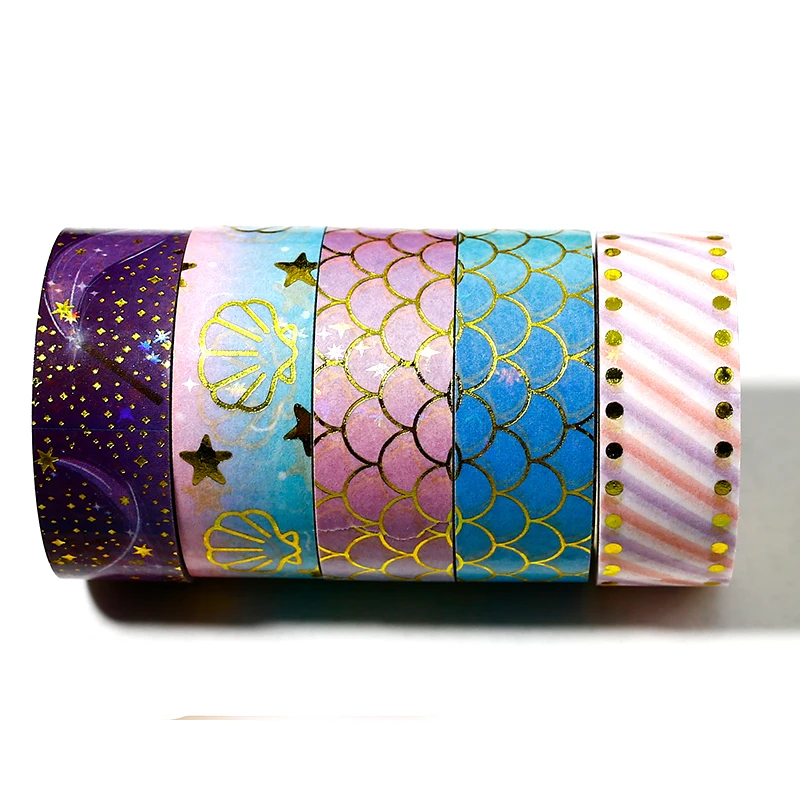 

Good quality bullet journal colourful craft custom printed gold foil washi tape