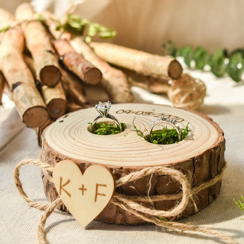 

Factory Wholesale High Quality Wood Wedding Ring Box Wedding Ring Bearer Personalized Rustic Wedding Ring Box