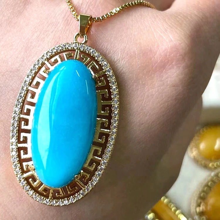 

wholesale Natural jade stone necklace pendant 2021 gold chain necklace