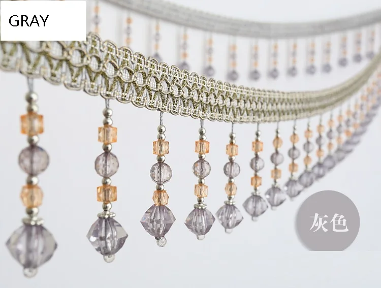 
High Quality Curtain Tassel Fringe Trim Decorative Crystal Bead Trimming 