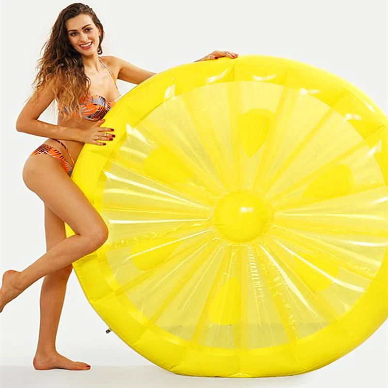 

Factory directly sell inflatable round yellow lemon floating swimming circle swim ring