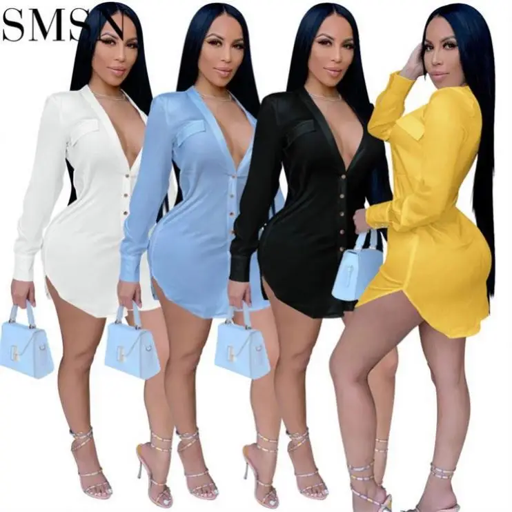 

TINA Lowest Price Solid Color V Neck Girls T Shirt Dresses Casual Short Dress 2021