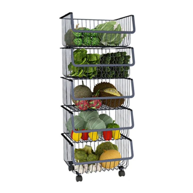 

K&B kitchen fruit and vegetable storage baskets multifunctional basket storage trolley, Black