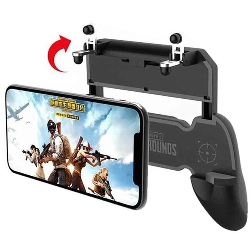 

W10 PUBG Game Controller Trigger Shooting Gamepad Metal Fire Shoot Button Joystick Mobile Phone Gamepad, Black