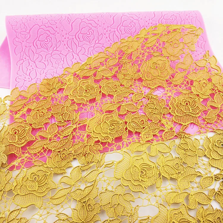 

New Large Rose Lace Silicone Mold Pastry Mat Chocolate Cake Decorative Lace Tool Fondant Cake Lace Embossed Baking Accessories