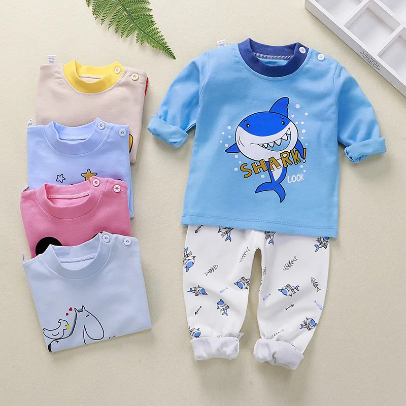 

Best Price Cartoon Kids Wear Little Boys Clothes Set Toddler Girls Pajamas Set, As picture