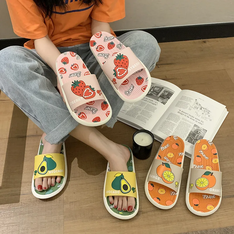 

Summer Slippers Women Slides Shoes Cartoon Fruit Strawberry Pineapple Peach Indoor Slippers, As show in picture