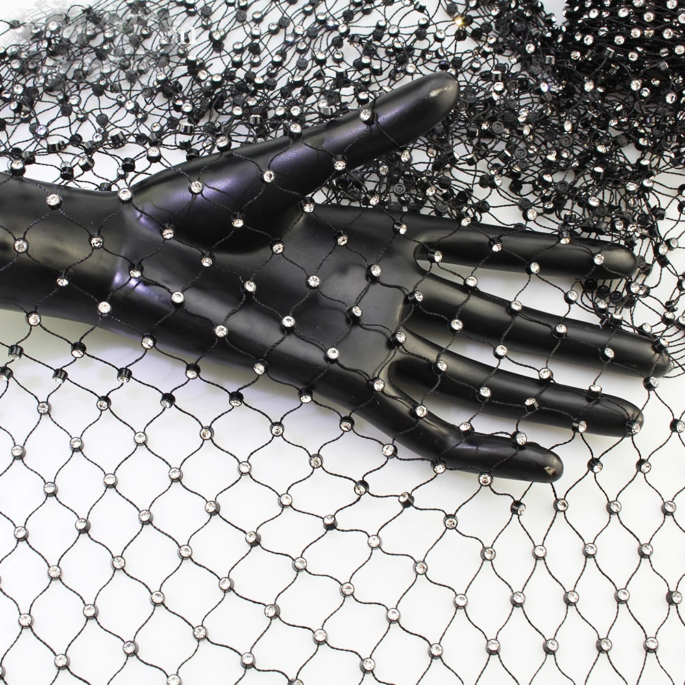 

hot sale elastic sparking crystal fishnet rhinestone mesh for party dress
