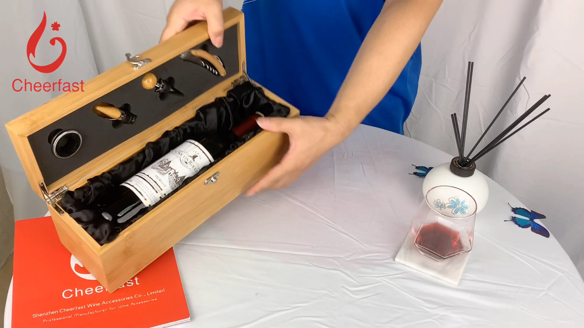 High Quality Red Wine Bottle Wooden Box And Wine Box Gift Set And