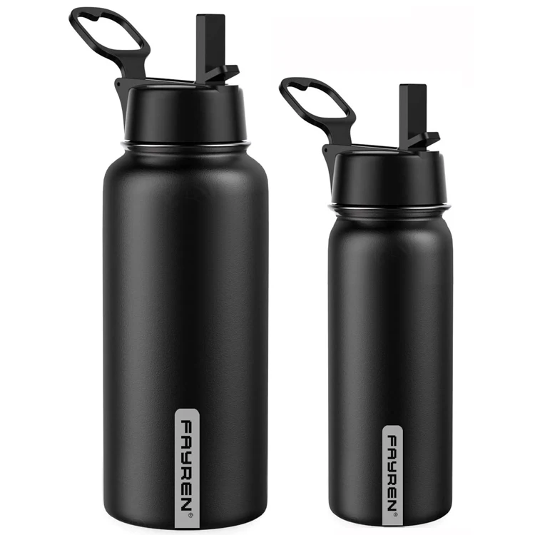 

FAYREN Hot Selling Double Wall Stainless Steel Travel Cups Outdoor Sports Bottle With Lid And Straw, Customized