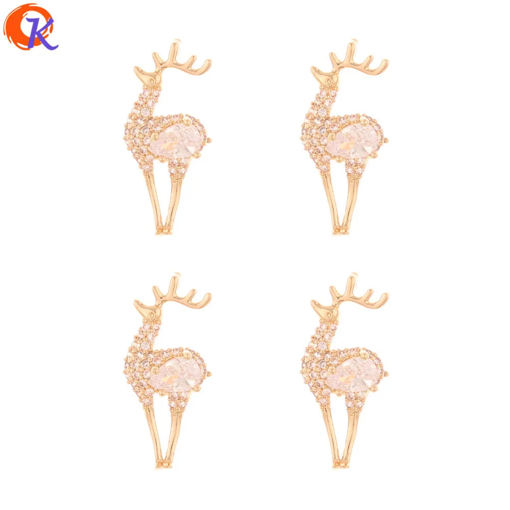 

Jewelry Accessories Cordial Design 30Pcs 10*23MM CZ Charms Hand Made Earring Connectors Deer Shape DIY Making Jewelry Accessor