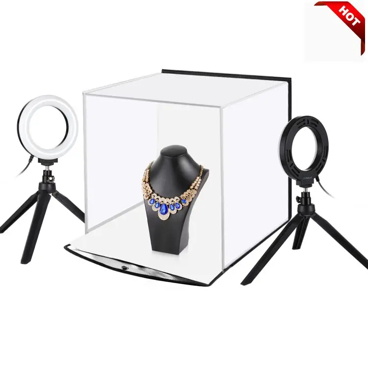 

PULUZ 30cm Portable circle led Ring Light Photo Lighting Studio Shooting Tent Box Kit with Backdrops Rectangle photograph box