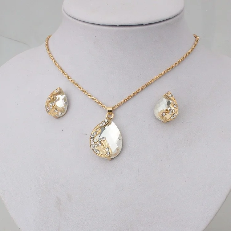 

Hot fashion accessories crystal necklace and earrings for woman jewelry gift