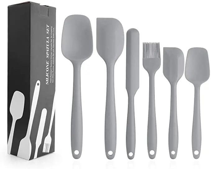 

Silicone Spatula Set-6 Non-Heat-Resistant Spatula Kitchen Utensils Set for Cooking, Baking and Mixing (Gray), As photo