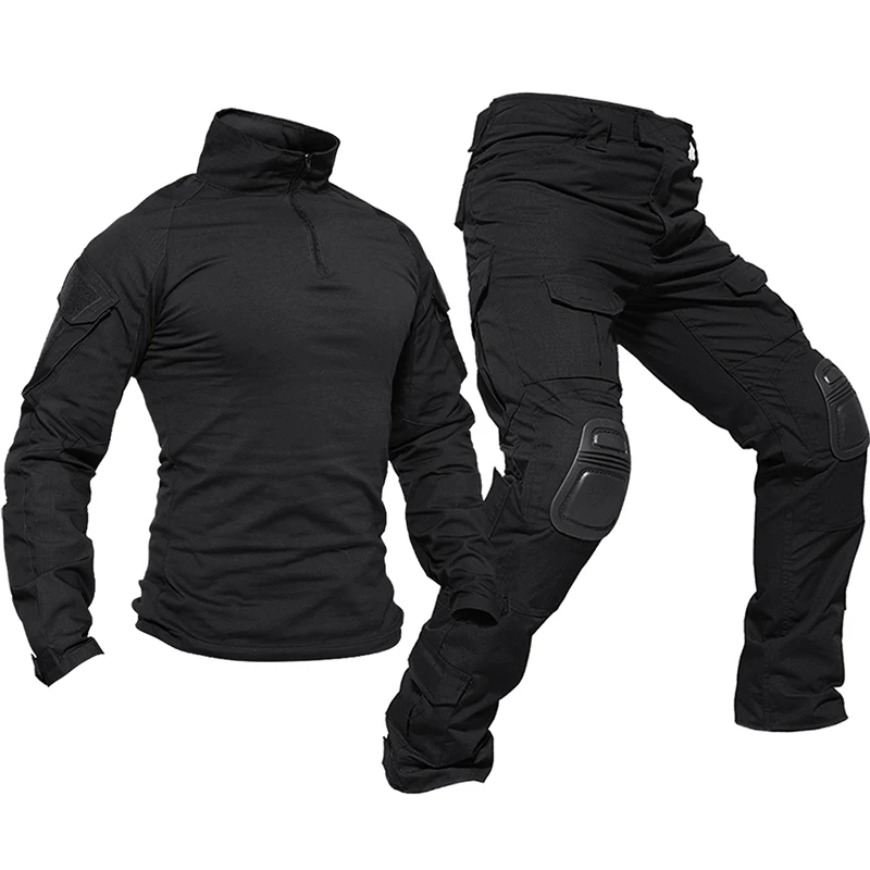 

Hunting Pants Suit Tactical Military Uniform Black Forces Suit Combat Shirt Pants Tactics Airsoft Militaire